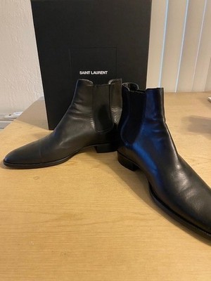 YSL MENS WYATT CHELSEA BOOTS BLACK SMOOTH SIZE 43.5 ( USA 10.5 )