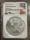 2013 $1 Silver Eagle NGC GEM BU UNCIRCULATED- John Mercanti signed - Flag Label