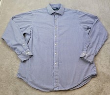 Polo Ralph Lauren Regent Button Up Shirt Mens 17 XL Blue White Stripe Classic