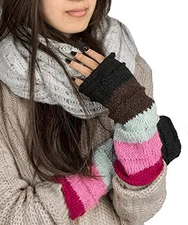 Arm Warmers Women, Warm Winter Wool Hand Knit Crochet hand warmers Pink