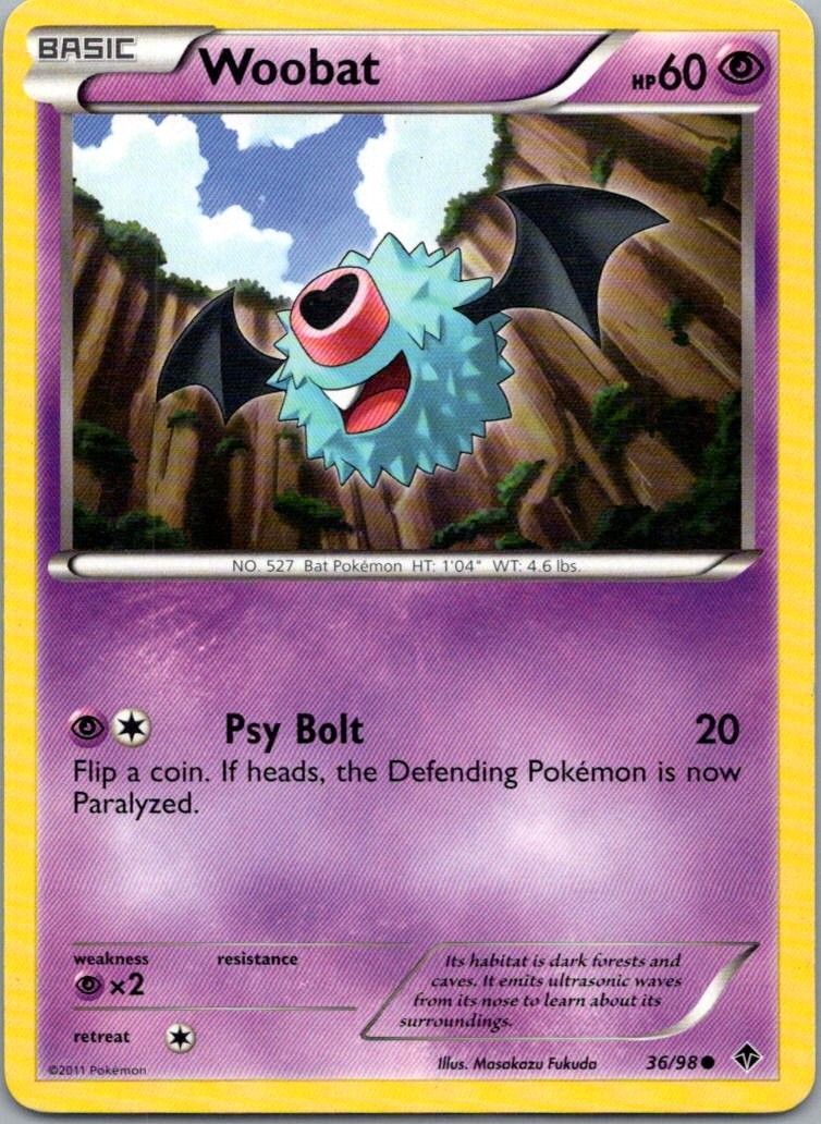 Pokemon TCG Woobat 36/98 Emerging Powers LP