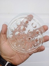 Vintage Flower Frog Heavy Clear Glass 16 Hole Stem Holder 5 Round Collectible