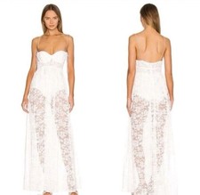 NWT For Love and Lemons Lorena Maxi Dress White Lace Size XXS