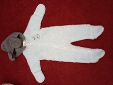 Vintage NOS Disney baby Hooded fuzzy light blue romper