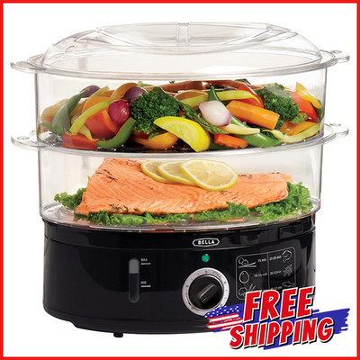 TWO TIER STACKABLE FOOD STEAMER Dishwasher Safe Lids Removable Cooking Baskets