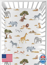 Sweet Jojo Designs Jungle Safari Animals Fitted Baby Crib Sheet - Boys/Girls