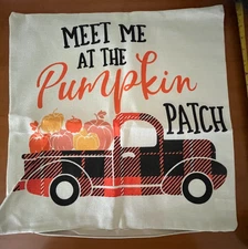 AUTUMN HARVEST MEET ME AT THE PUMPKIN PATCH 18" X 18" PILLOWCASE COVER