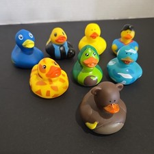Lot of 8 Rubber Ducks Multicolor 2" Various Looks