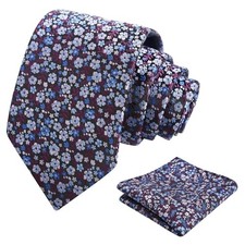 Mens 3.15inches Exquisite Floral Tie with Small Flower A142-purple blue