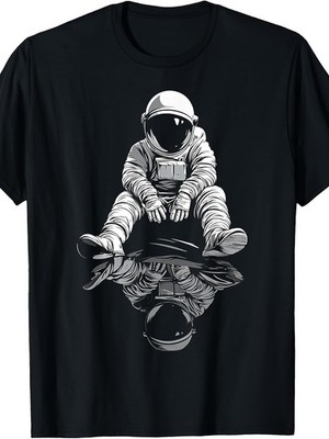 Retro Astronaut T-Shirt- Vintage Space-themed Crew Neck T-shirt, Printed with