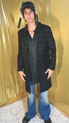 CLOSED GmbH 2015 Charcoal/Black PLAID Slim Overcoat Wool Topcoat Sz M NWOT