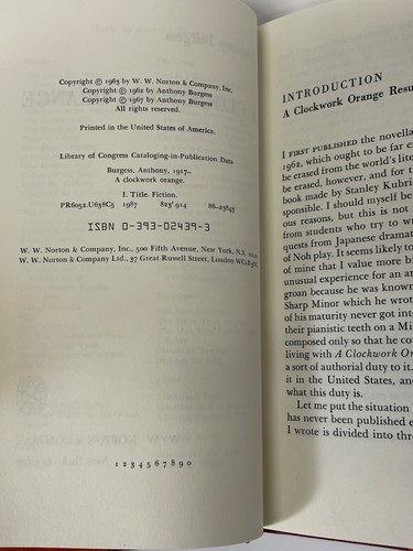 A CLOCKWORK ORANGE BY ANTHONY BURGESS HCDJ 1ST NORTON (1987) w/LAST CHAPTER - Picture 10 of 13