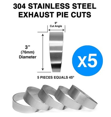 3 Zoll 76 mm Pie Cut 45 Grad 304 Edelstahl Auspuff Krümmer Bogen