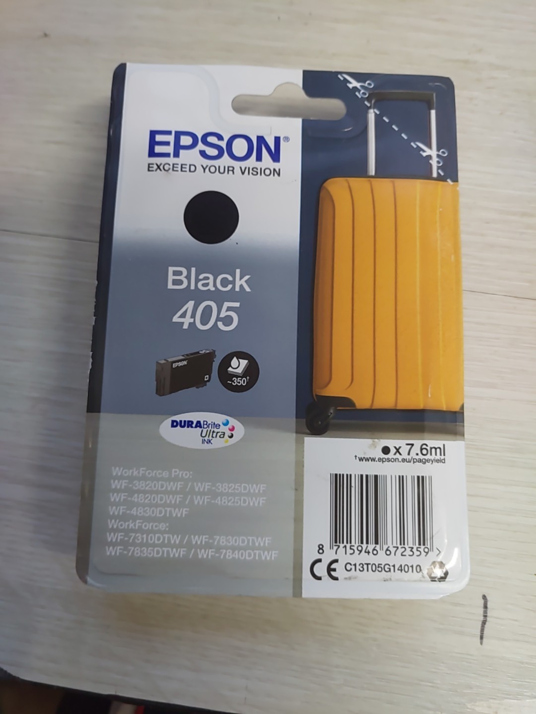 Genuine Epson 405 Suitcase Ink Cartridge WF-3800 WF-3820 WF-7830 YELLOW 5.4ml - Image 2