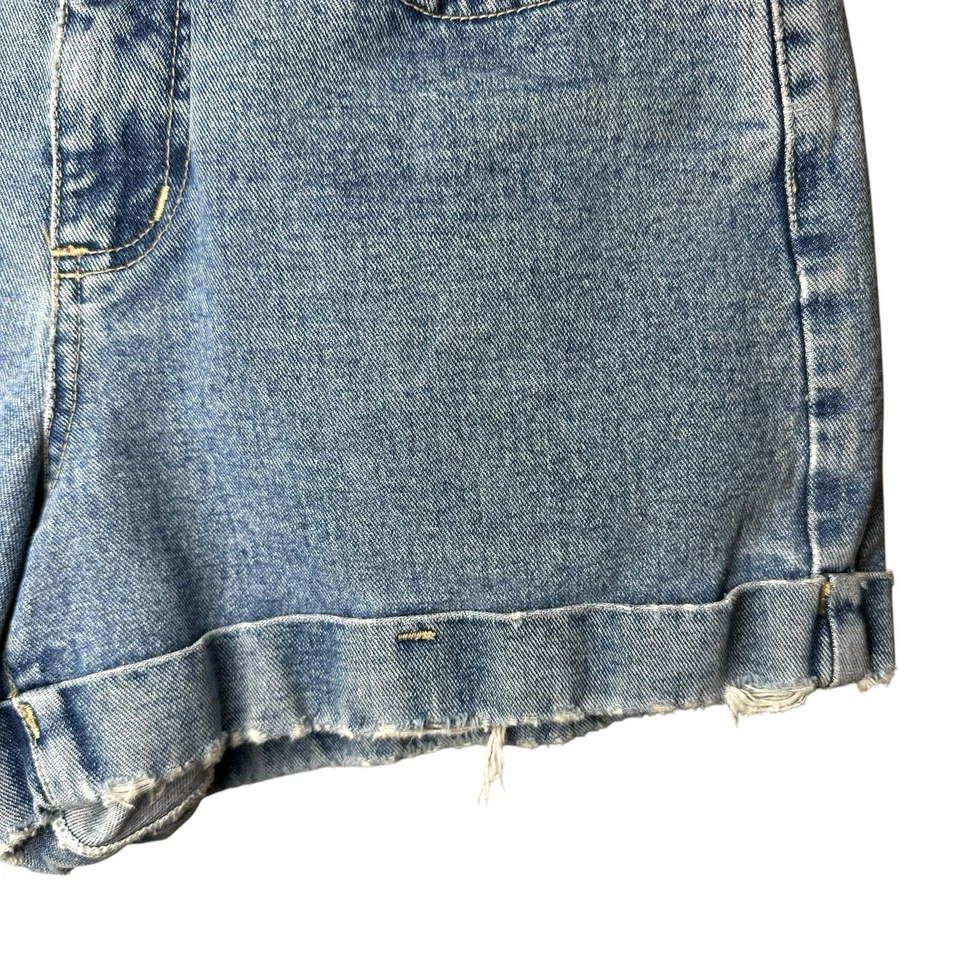 Pantalones Cortos Vaqueros NY Vintage Años 90 Cintura Alta Dobladillo Enrollado Algodón Envejecido Denim Talla 4 Foto 4 de 4