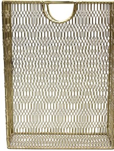 Richard Galef Mid-Century Modern Gold-Colored Metal Mesh Magazine Rack by...