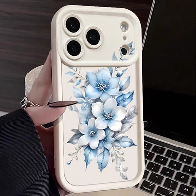 Silikon Pfingstrosenmuster Hülle für iPhone 16 17 Pro Max 17E 15 14 13 11 Schutz