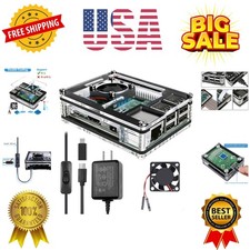 Case for Raspberry Pi 3 with Fan Cooling Pi 3B Case with 3 Pcs Heat-Sinks 5V ...