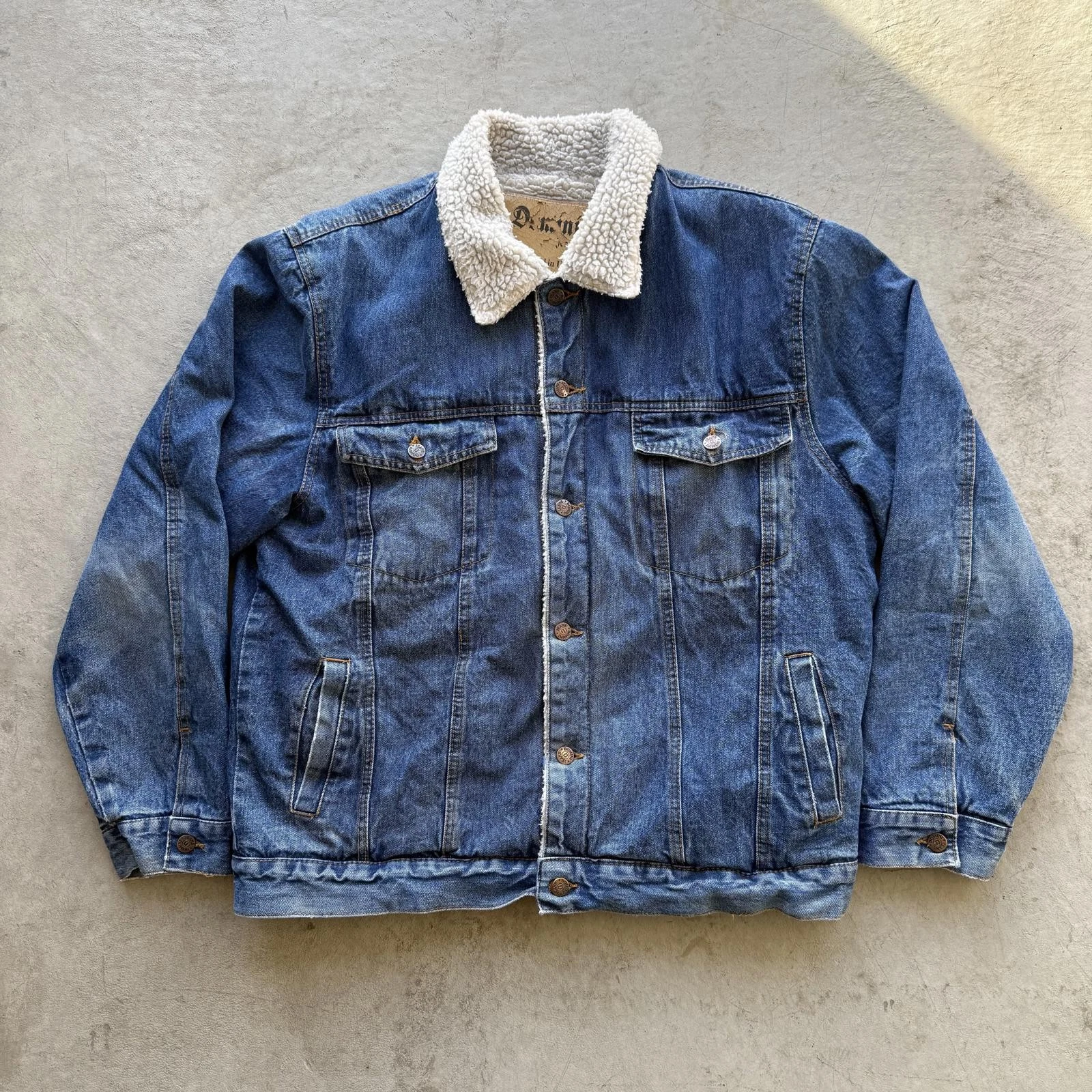 Vintage Sherpa Lined Denim Trucker Jacket Domini Jeans