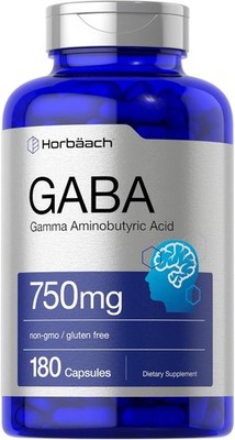 Horbäach GABA 750 mg, 180 cápsulas, suplemento sin GMO ni gluten