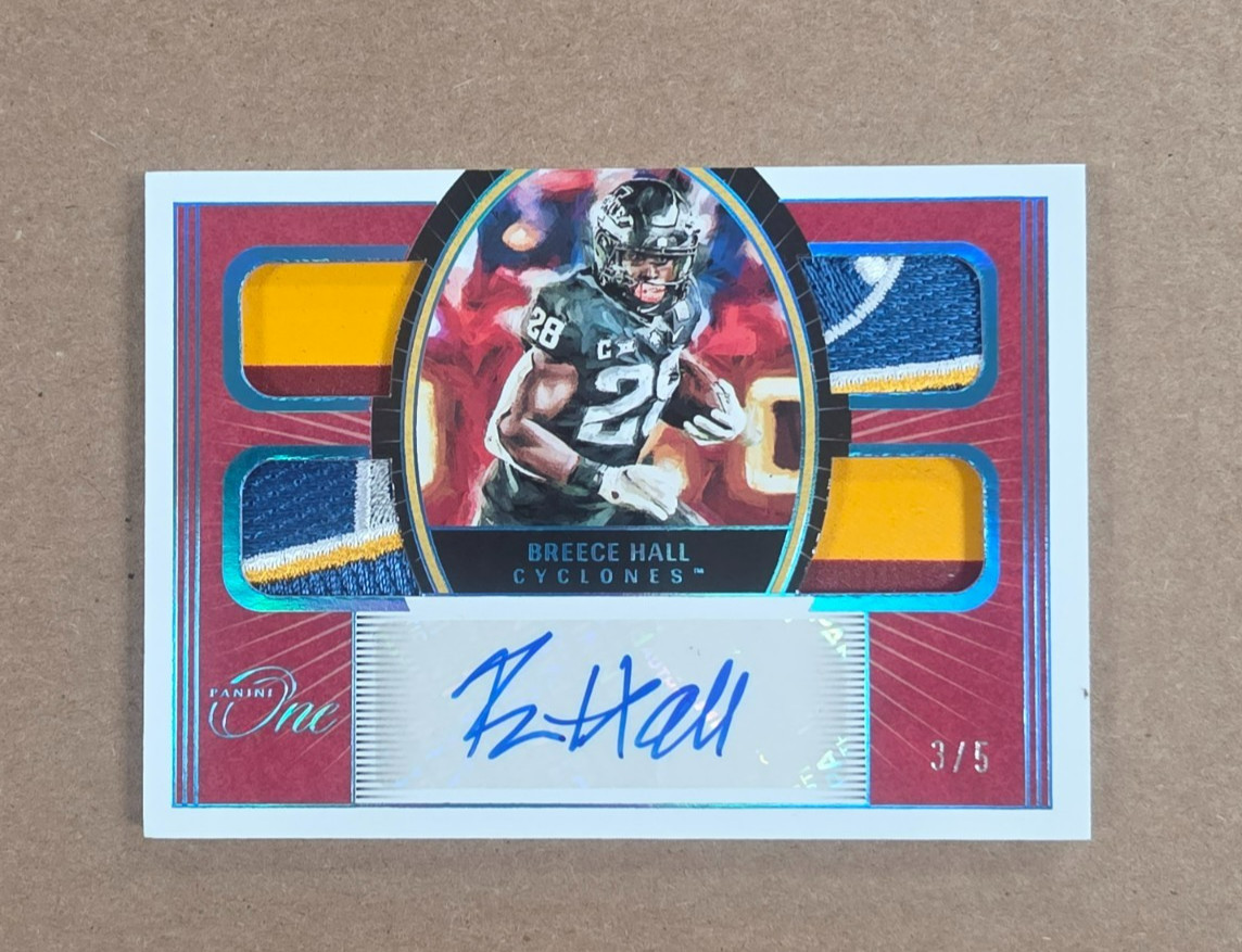 Breece Hall Panini Chronicles Draft Picks One Quad Patch Autographs #ONEBHA Base
