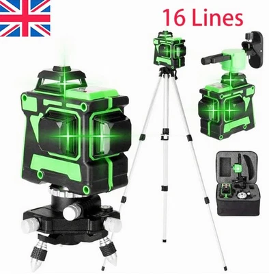 🔥NEW 4D 16Line Laser Level Self-Leveling 360° Cross Line Green Beam Laser Level