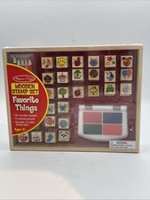 Melissa  Doug Wooden Stamp Set Favorite Things 26 Wooden Stamps  Pads New 