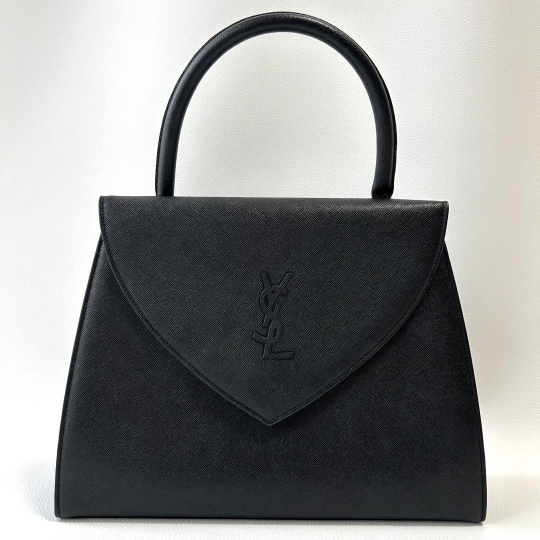 Yves Saint Laurent Black Leather YSL Logo Luxury Handbag Pre-Owned