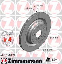 2x Bremsscheibe COAT Z ZIMMERMANN 400.5501.20 f&uuml;r C292 GLE W166 MERCEDES KLASSE
