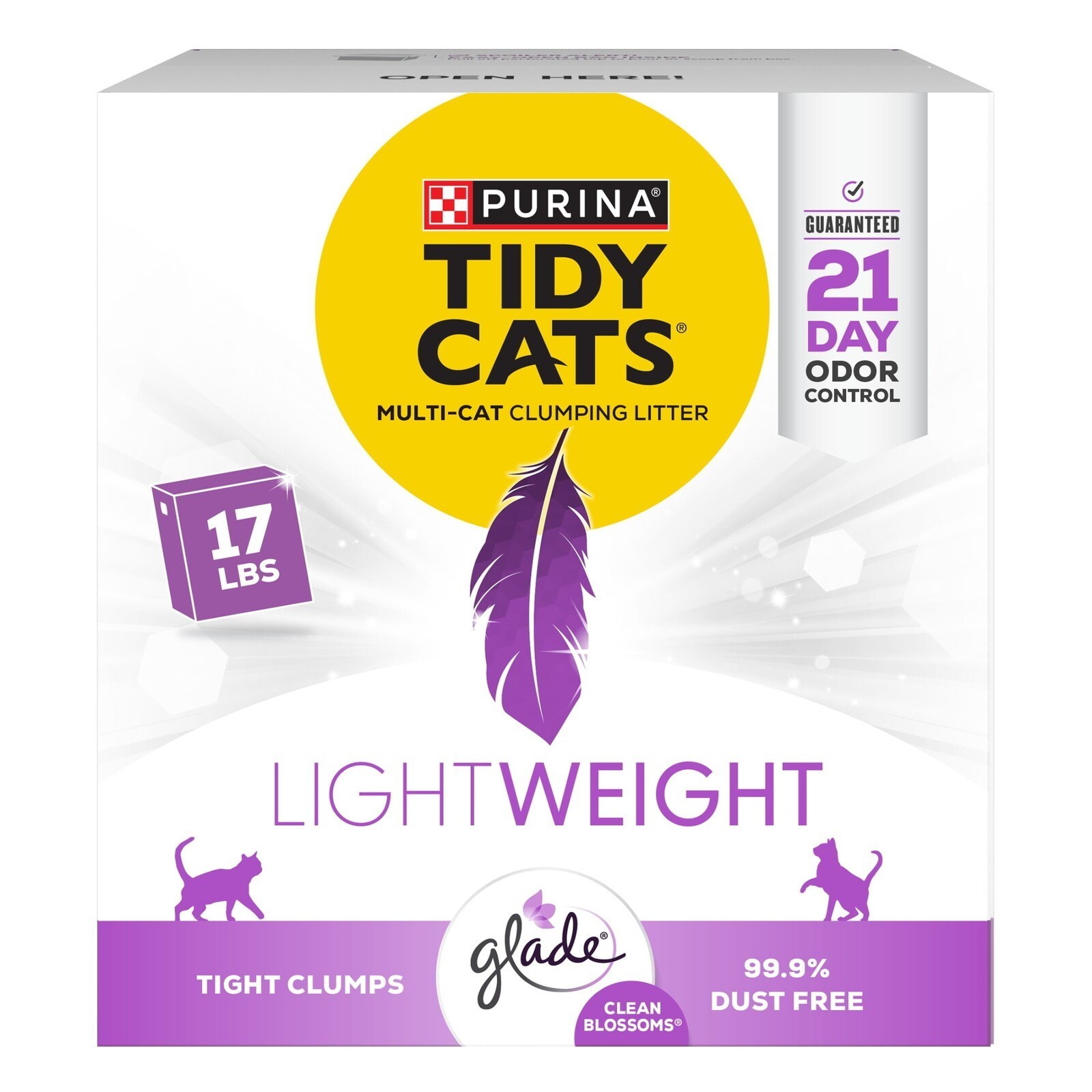 Tidy Cats Lightweight Clumping Low Dust Glade Clean Blossoms 17 lb Box