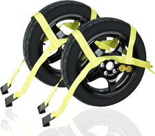 Tow Dolly Straps Set Of 2 With Flat Hooks Yellow Polyester Webbing For Heavy