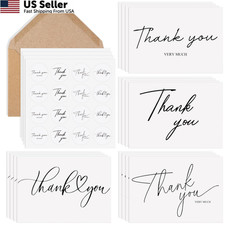 Azureal Thank You Cards with Envelopes 52-Pack, 3.5x5 inches, White