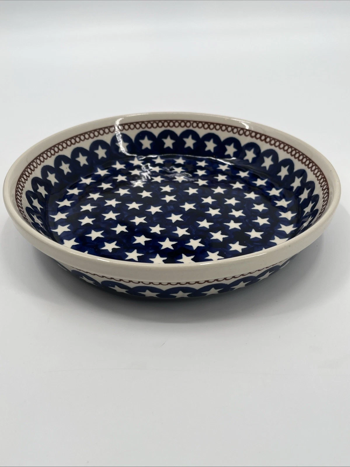 Polish Pottery Pie & Quiche Dish by Boleslawiec – Perfect for Baking - Red Blue
