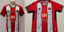 2023-24 Sheffield United Home Poppy Shirt Squad Signed inc. Fleck & Archer + COA
