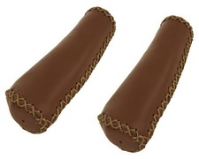 Artificial Leather Grips 7/8" 135mm Brown Handlebar Grips – Stitched Comfort.