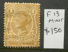 VICTORIA: 1d brown stamp duty  WMK V Crown sideways  mint