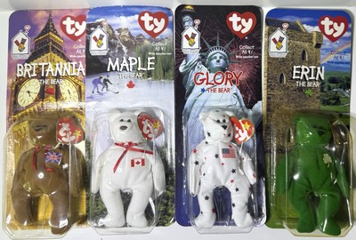1999 McDonald's Ty Beanie Babies Maple Britannia Glory Erin the Bear Set of 4
