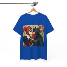 Harley Quinn Batgirl Besándose Unisex Camiseta Cómic Superhéroe Camiseta Batman Murciélago Niña