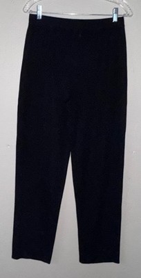 Exclusively Misook Jet Black Sleek Smooth Knit Pull On Pants Small Tall