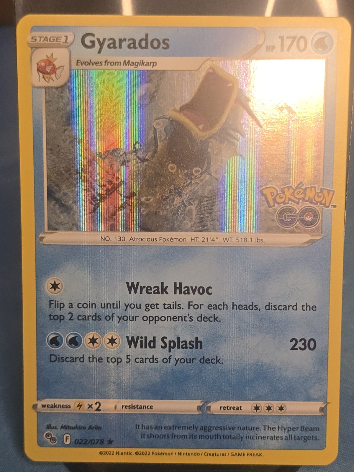 Pokemon Gyarados Holo Rare TCG Card 22/78 Pokémon Go