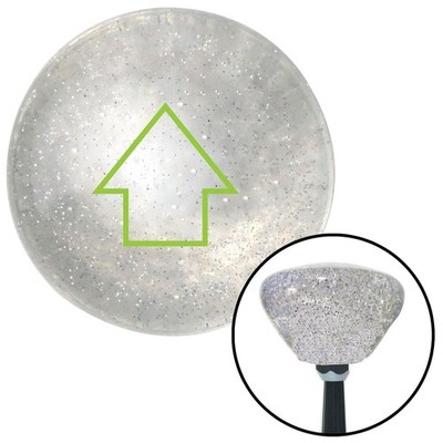 Green Classic Arrow Up Clear Retro Metal Flake Shift Knob w/ M16x1.5 Insert