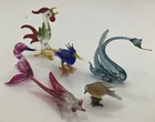 Lot Of 6 Vintage Hand Blown Glass Miniature Animal Bird Figurines-Murano Style