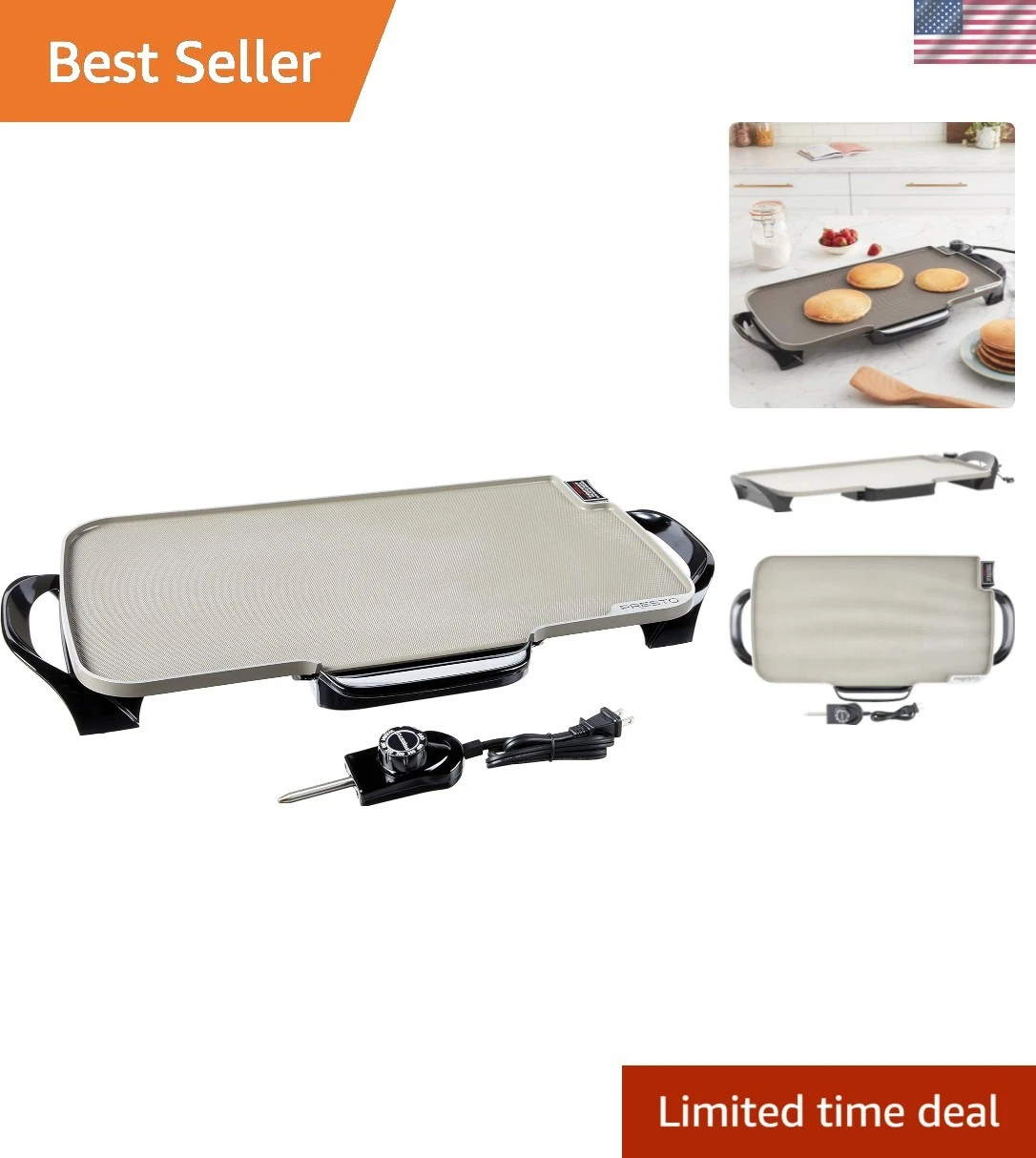 07062-22-Inch Ceramic Removable Handles Electric Griddle, Grey Ceramic
Opens in a new window or tab