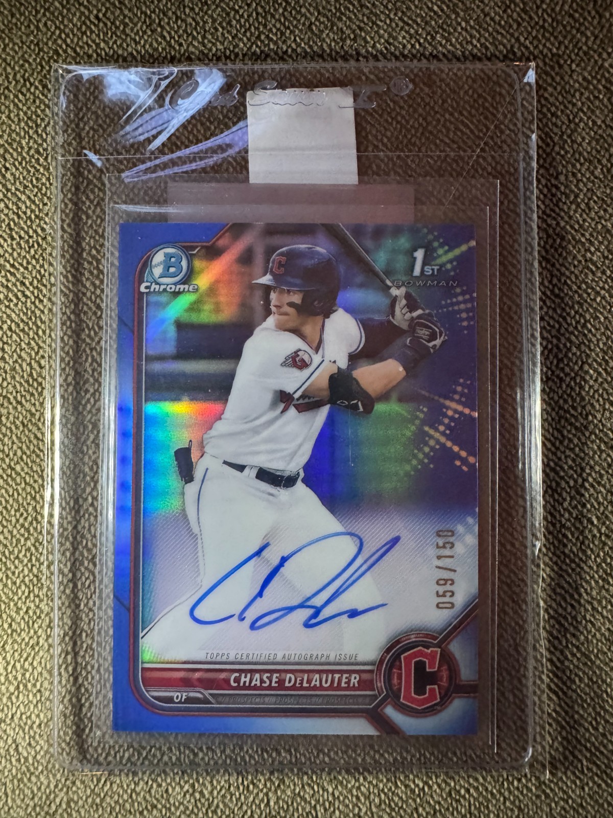 2022 Bowman Chrome Draft Chase DeLauter Blue /150 Auto #CDA-CD