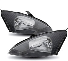 Headlights Assembly for 2000-2004 Ford Focus Halogen Headlamp Black Housing