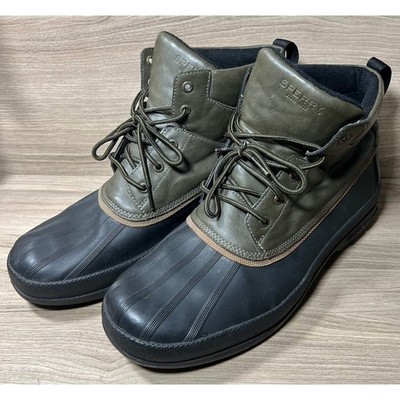 Sperry STS1955 Mens Duck Boots Waterproof Thinsulate Olive Black Size 13