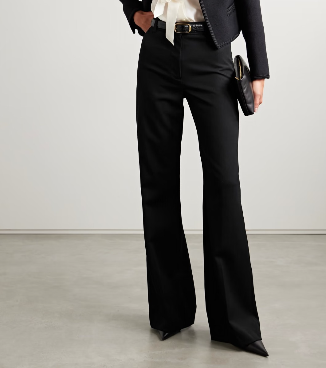"Nili Lotan $650 Effy 35\" Full Length Wool Flare Leg Pant in Black; 6"