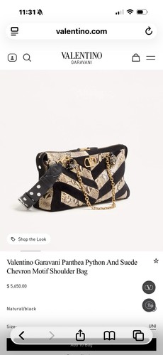Valentino Garavani Panthea Python And Suede Chevron Motif Shoulder Bag