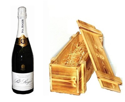 (73,74 /l) Pol Roger Champagner Brut Reserve in Holzkiste geflammt 12% 0,75l Fla