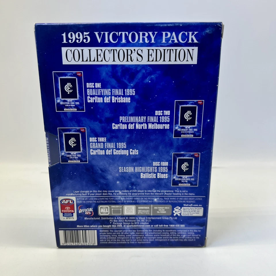 Afl Carlton Blues 1995 Victory Pack Collectors Edition 4 Disc Set R4 VFL DVD - Image 4 of 4